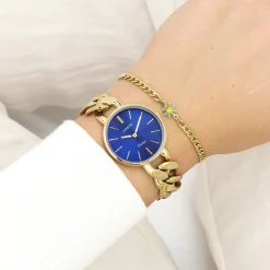 Goudkleurige OOZOO horloge met grove schakelarmband - C20359