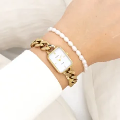 Goudkleurige OOZOO horloge met grove schakelarmband - C20362