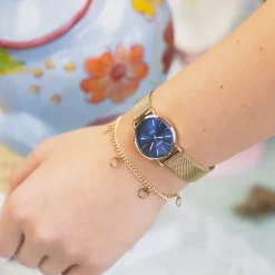 Goudkleurige OOZOO horloge met metalen mesh armband - C20293