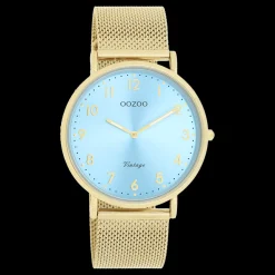 Goudkleurige OOZOO horloge met metalen mesh armband - C20343