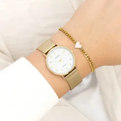 Goudkleurige OOZOO horloge met metalen mesh armband - C20347