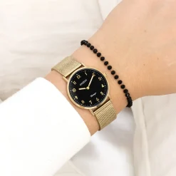 Goudkleurige OOZOO horloge met metalen mesh armband - C20349