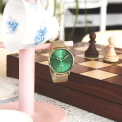 Goudkleurige OOZOO horloge met metalen mesh armband - C20294