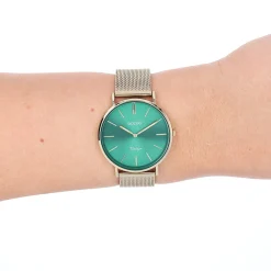 Goudkleurige OOZOO horloge met goudkleurige metalen mesh armband - C20295