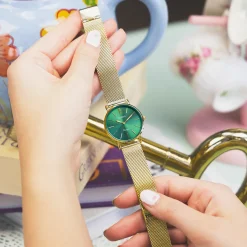 Goudkleurige OOZOO horloge met metalen mesh armband - C20296