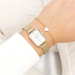 Goudkleurige OOZOO horloge met metalen mesh armband - C20352