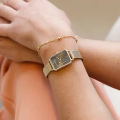 Goudkleurige OOZOO horloge met metalen mesh armband - C20353