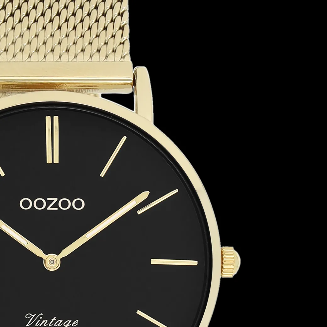 Goudkleurige OOZOO horloge met metalen mesh armband - C9915