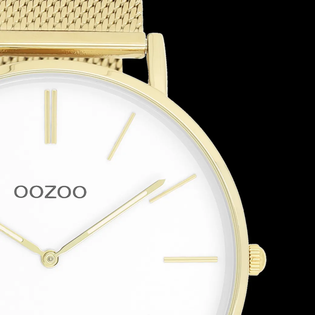 Goudkleurige OOZOO horloge met metalen mesh armband - C9908