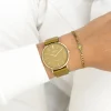 Goudkleurige OOZOO horloge met olijf groene leren band - C20327
