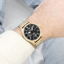 Goudkleurige OOZOO horloge met roestvrijstalen armband roestvrijstalen armband - C11507