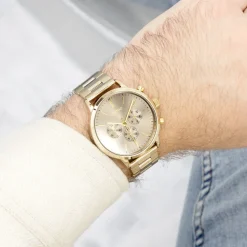 Goudkleurige OOZOO horloge met roestvrijstalen armband - C11408