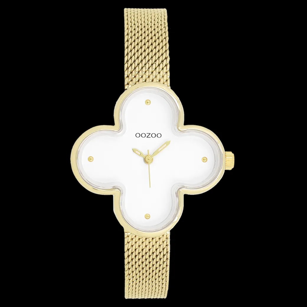 Goudkleurige OOZOO horloge met metalen mesh armband metalen mesh armband - C11527