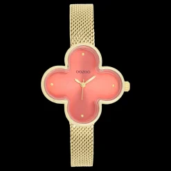 Goudkleurige OOZOO horloge met metalen mesh armband metalen mesh armband - C11529