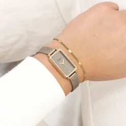 Goudkleurige OOZOO horloge met metalen mesh armband metalen mesh armband - C11534