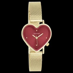 Goudkleurige OOZOO horloge met metalen mesh armband - C11453