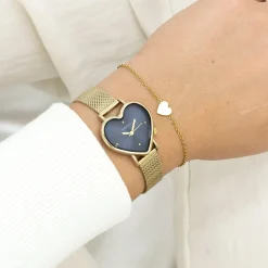 Goudkleurige OOZOO horloge met metalen mesh armband - C11446