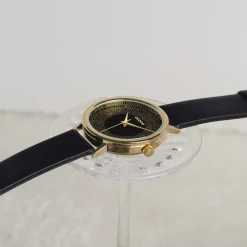 Goudkleurige OOZOO horloge met zwarte leren band - C10837