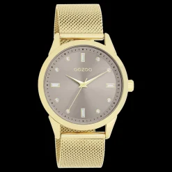 Goudkleurige OOZOO horloge met metalen mesh armband - C11357