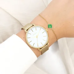 Goudkleurige OOZOO horloge met metalen mesh armband - C11363