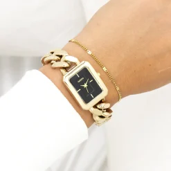Goudkleurige OOZOO horloge met schakelarmband - C11274