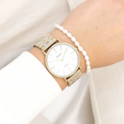Goudkleurige OOZOO horloge met roestvrijstalen armband roestvrijstalen armband - C20402