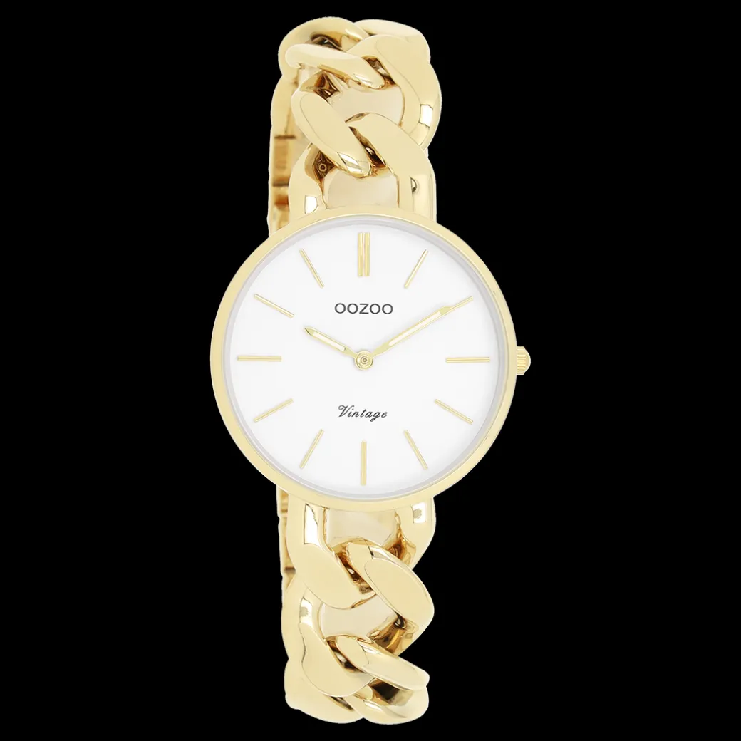 Goudkleurige OOZOO horloge met grove schakelarmband - C20357