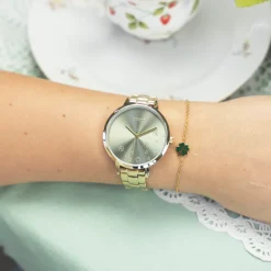 Goudkleurige OOZOO horloge met roestvrijstalen armband - C11123