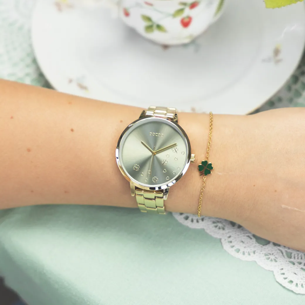 Goudkleurige OOZOO horloge met roestvrijstalen armband - C11123
