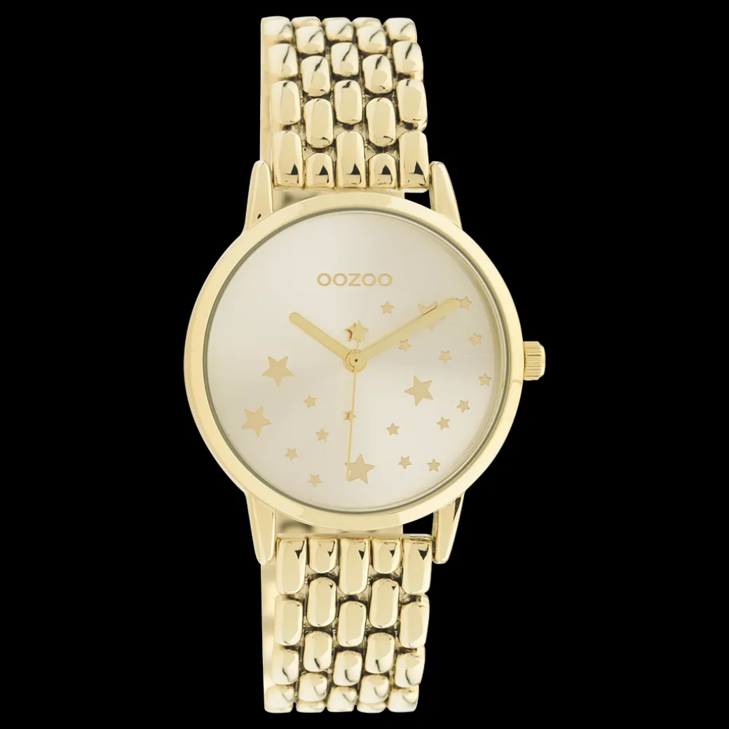 Goudkleurige OOZOO horloge met roestvrijstalen armband - C11028