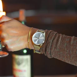 Goudkleurige OOZOO horloge met zand leren band - C11046