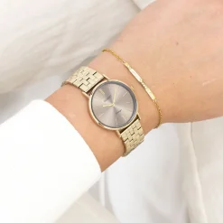 Goudkleurige OOZOO horloge met roestvrijstalen armband roestvrijstalen armband - C20408