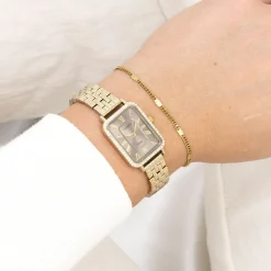 Goudkleurige OOZOO horloge met roestvrijstalen armband roestvrijstalen armband - C20415