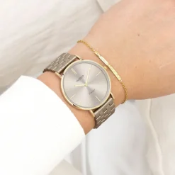 Goudkleurige OOZOO horloge met roestvrijstalen armband roestvrijstalen armband - C20404