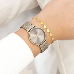 Goudkleurige OOZOO horloge met roestvrijstalen armband roestvrijstalen armband - C20409