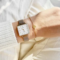 Goudkleurige OOZOO horloge met metalen mesh armband - C20263