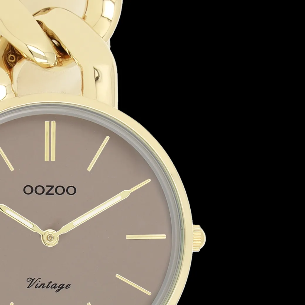 Goudkleurige OOZOO horloge met grove schakelarmband - C20358