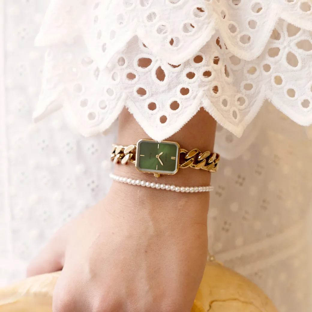 Goudkleurige OOZOO horloge met grove schakelarmband - C20364