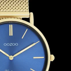 Goudkleurige OOZOO horloge met metalen mesh armband - C20291