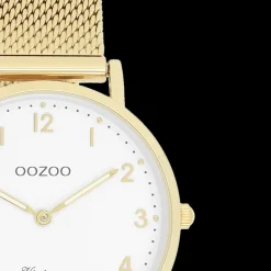 Goudkleurige OOZOO horloge met metalen mesh armband - C20347