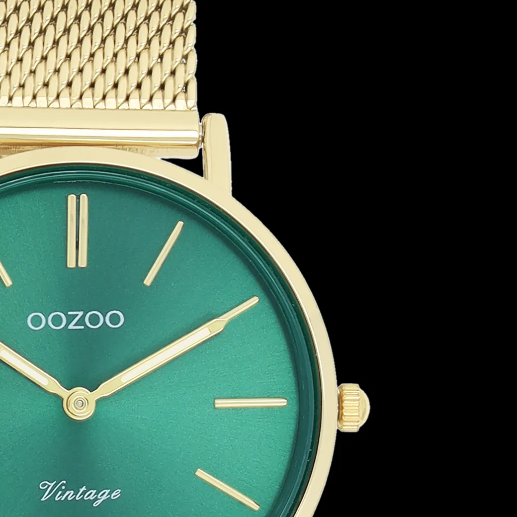 Goudkleurige OOZOO horloge met metalen mesh armband - C20296