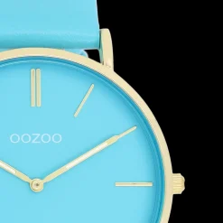 Goudkleurige OOZOO horloge met felblauwe leren band - C20323