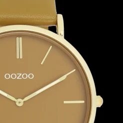 Goudkleurige OOZOO horloge met olijf groene leren band - C20327