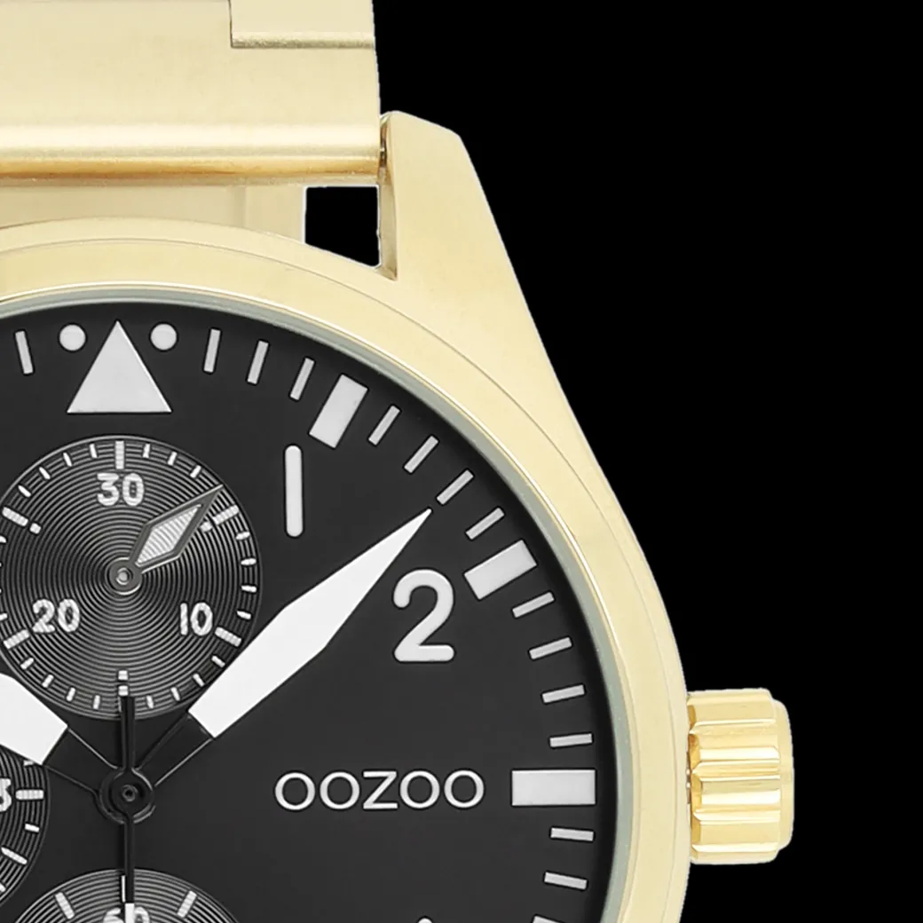 Goudkleurige OOZOO horloge met roestvrijstalen armband roestvrijstalen armband - C11507