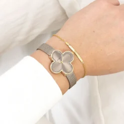 Goudkleurige OOZOO horloge met metalen mesh armband metalen mesh armband - C11528