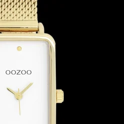 Goudkleurige OOZOO horloge met metalen mesh armband metalen mesh armband - C11533