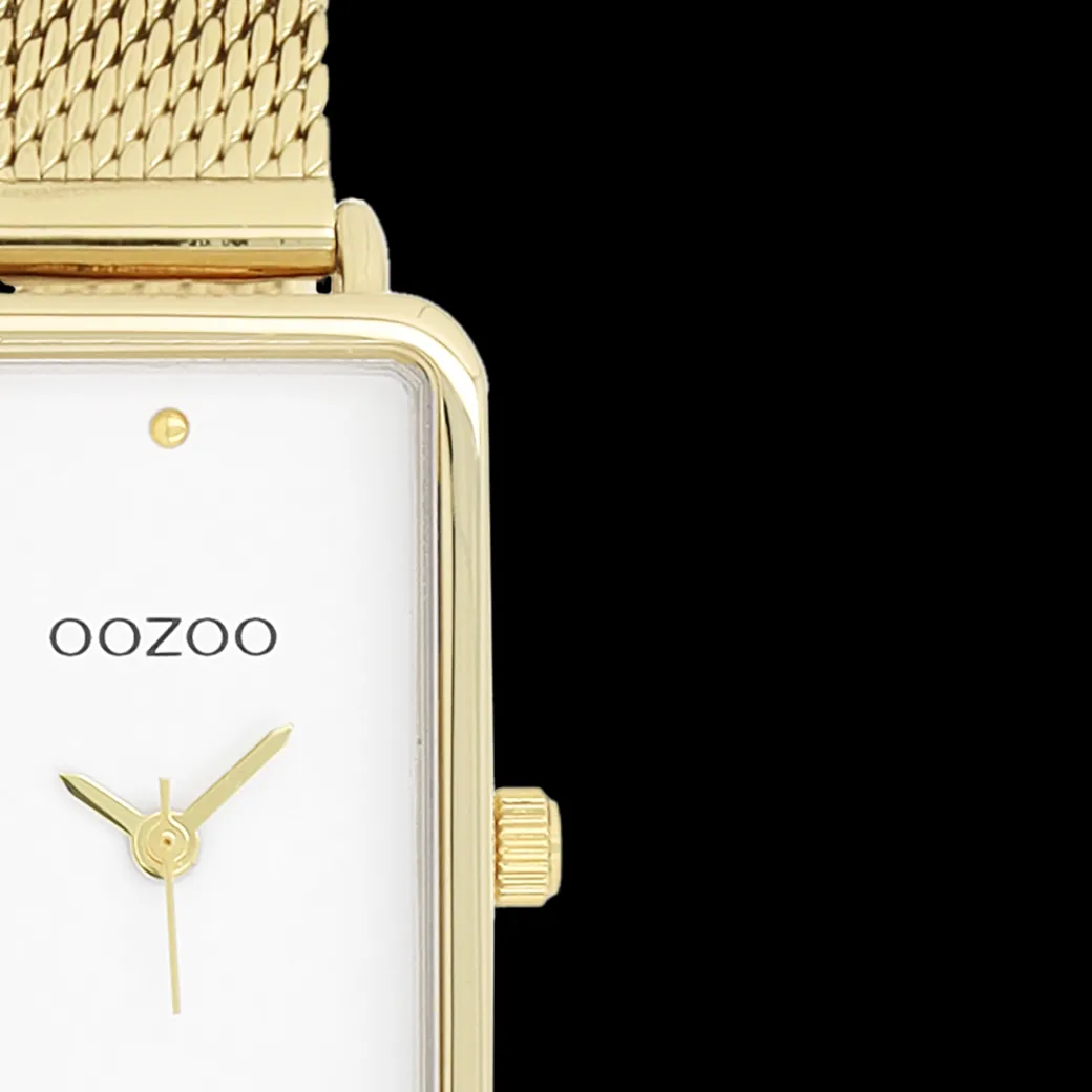 Goudkleurige OOZOO horloge met metalen mesh armband metalen mesh armband - C11533