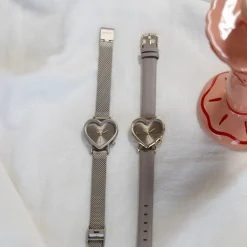 Goudkleurige OOZOO horloge met taupe leren band - C11451