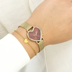 Goudkleurige OOZOO horloge met metalen mesh armband - C11453