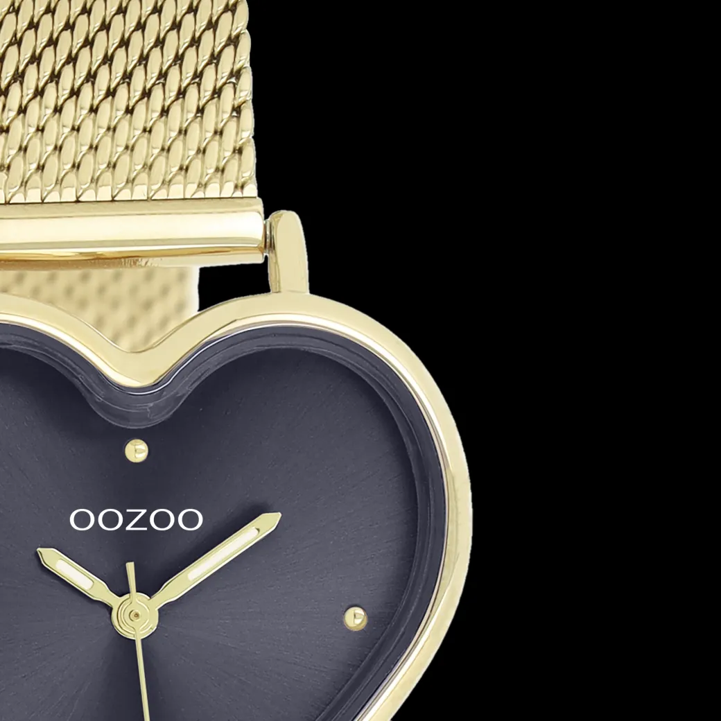 Goudkleurige OOZOO horloge met metalen mesh armband - C11446